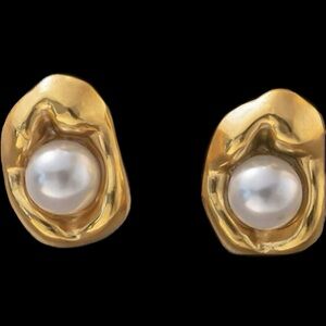 “Pearl in a Golden Egg” Nest Nestle Cradle Cove Cave Orb Irregular Steel Studs